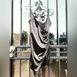 Chic Black Satin Wrap Dress